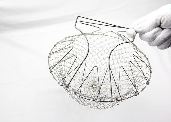 Stainless Steel Telescopic Folding Basket For Washing Fruits Vegetables Fried Food