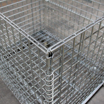 Stacking Wire Mesh Basket , Wire Mesh Pallet Cages Folding Stainless Steel